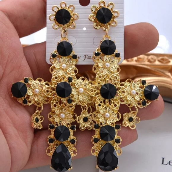 🎉NEW FASHION 🎉🎀Boho Cross Crystal Drop E - Picture 4 of 6